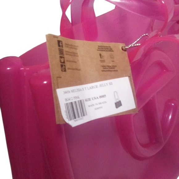 Telfar x Melissa Women NWT Double Handle Large Pink Jelly Shopping Bag Purse - Picture 7 of 9